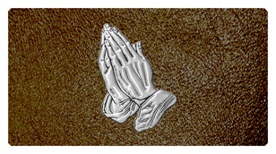 DSC700 516 SL SH BR Silver Praying Hands Shimmer Brown Background